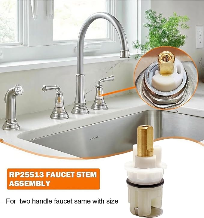RP25513 Faucet Stem Assembly Replacement Kit, Compatible with Delta Handle Faucet Repair Kit with RP24096 Cartridge, RP4993 Seat and Spring, RP24097 Turn stop1/4, 2-piece set
