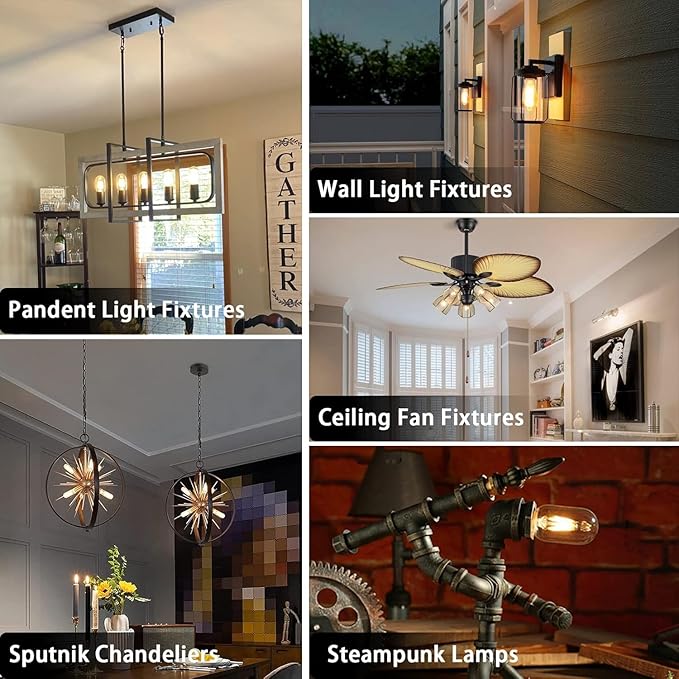 3.2 Inch 2700K Soft White E26 LED Bulb 60 Watt Equal, AC 120V 600LM Edison Bulbs Dimmable, 6W T10 T30 Tubular Filament Light Bulbs Clear Glass for Fan Pendant Wall Light, UL Listed-6 Pack