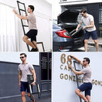 RIKADE Telescoping Ladder 6.5FT & Attic Ladder, Heavy Duty Aluminum with Non-Slip Feet, 330lb Capacity for RV, Attic, Roof & Multi-Surface Use