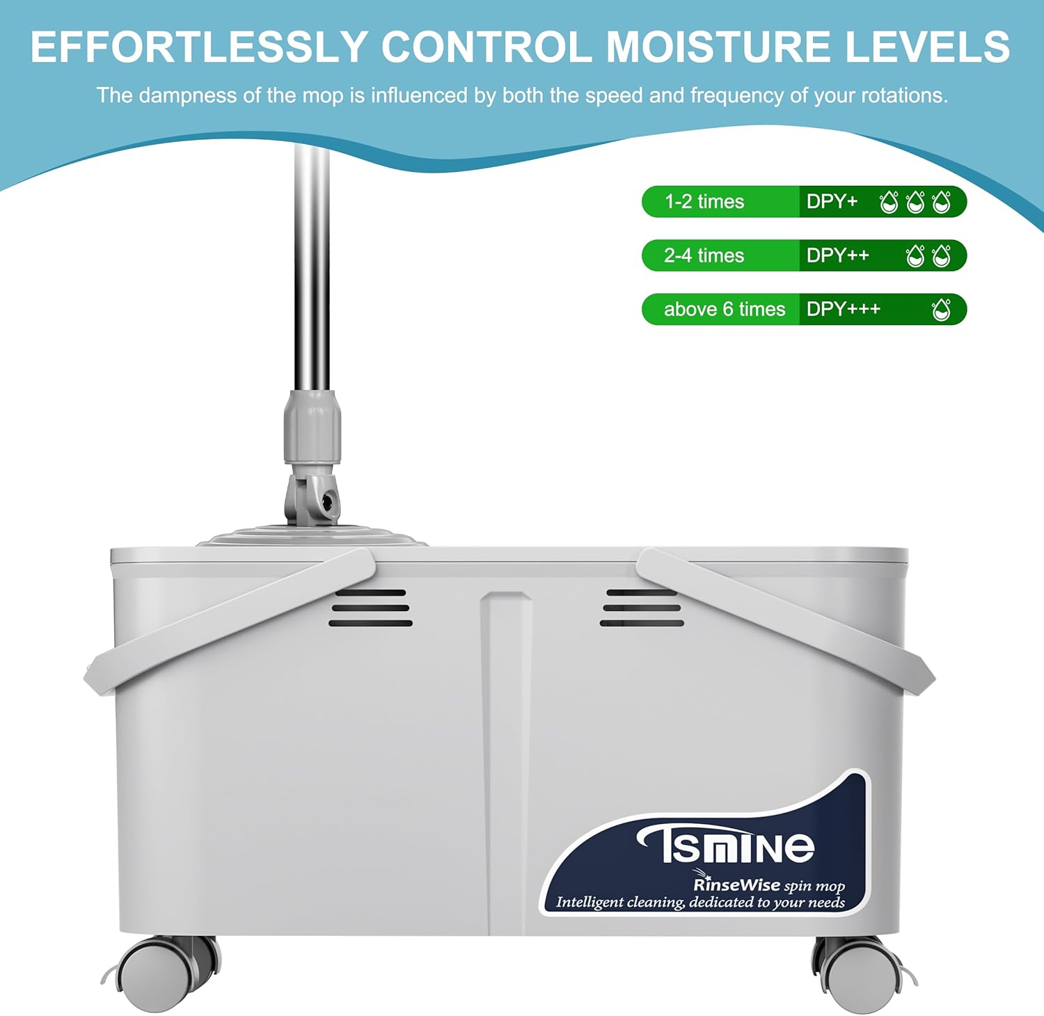 Gen 1 2025 Compact Upgrade Mop Bucket Separate Dirty Water, Hands-Free Floor Cleaning Set with 360° Wheels, Wet Dry Mop for Hardwood, Tile & Laminate Floors, 61" Handle & 6 Mop Heads - Grey