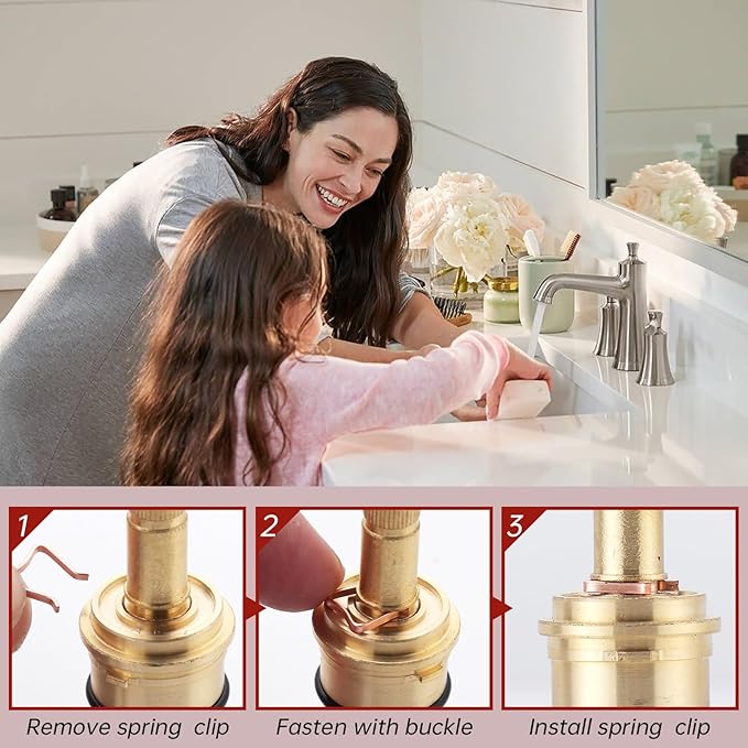 Faucet Cartridge Replacement Parts Compatible with Danze DA507071W, Round Ceramic Disc Cartridge Kitchen Faucet Stem Replacement Parts (DA507071W Hot)