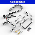 Commercial Kitchen Faucet 36" Height Wall Mount with Sprayer 8" Center Wall Mount Kitchen Sink with 12" Add-on Swing Spout Pre Rinse Faucet for Commercial Sink(Round Sprayer