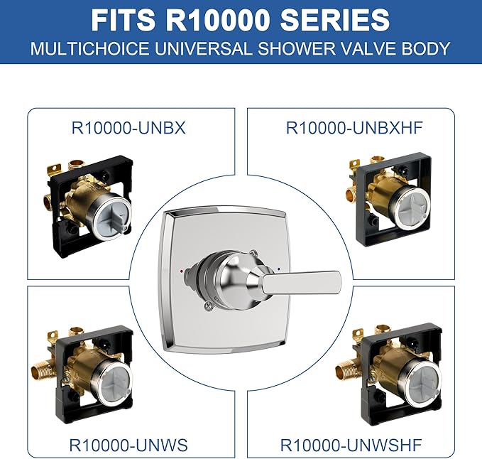 Replacement for D Faucet 14 Series Single-Function Shower Valve Trim Kit, Chrome Shower Trim Kit Shower Handle T14064(Without Cartridge)