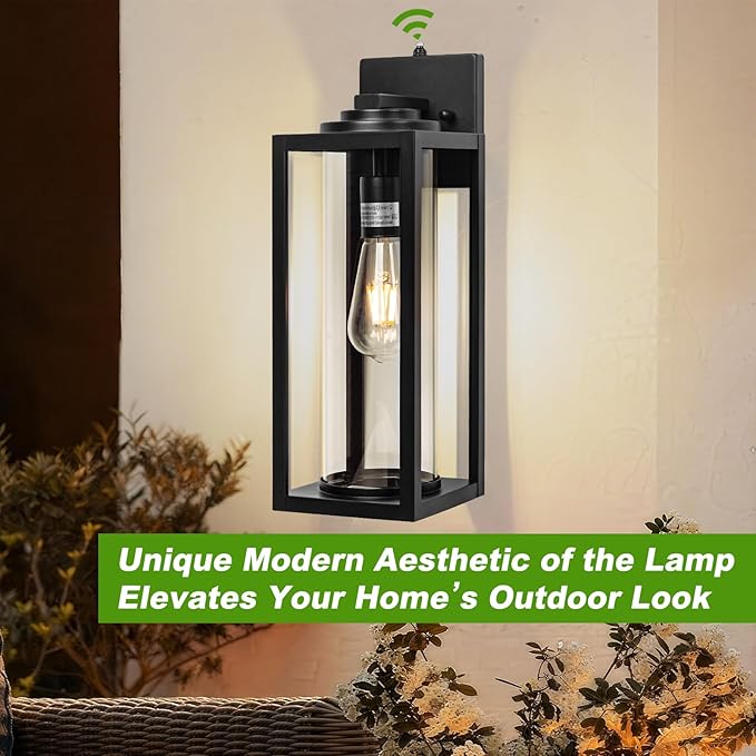 Dusk to Dawn Outdoor Wall Light Fixtures - 2 Packs Exterior Waterproof Outdoor Lighting, Modern Porch Sconces Wall Mounted Lighting, Industrial Anti-rust Matte Black Outside Lantern for Front Door