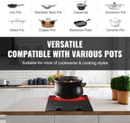 VEVOR Electric Ceramic Cooktop, Built-in Electric Stove Top, with Glass Panel, Knob Control, 11 Heat Levels, for Diverse Cooking Requirements (12inch-2burners/220V)