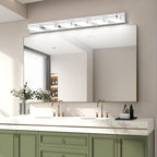 Ralbay Chrome Bathroom Vanity Light Fixtures 48inch 6-Light Acrylic Chrome Modern LED Bathroom Wall Vanity Lighting Fixtures Over Mirror