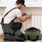 Small Tool Bag,Close Top Wide Mouth Tool Organizer Bag,Large Capacity Tool Bags for Men,Canvas Tool Storage Bag for Storage Handbag for Screwdrivers,Wrench,Pliers Hand Tools (Army Green, 14 Inch)