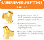 GASHER 2PCS Brass Pipe Fitting Male Branch Tee Y Adapter 3/8" NPT Female x 3/8" NPT Female x 3/8" NPT Male