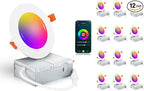 CLOUDY BAY [12 Pack] 4inch Smart WiFi LED Recessed Lighting,RGBCW Color Changing, Compatible with Alexa and Google Home Assistant, No Hub Required,10W 650LM, 2700K-6500K,CRI90+ Wet Location,12 Pack