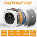 Mini Tank Water Heater Electric 2.5 Gallon Under Sink Instant Hot Water Heater with LED Dsiplay,T&P Valve,3-Way Diverter,110V 120V Point Of Use Water Heaters for Kitchen RV Bathroom White