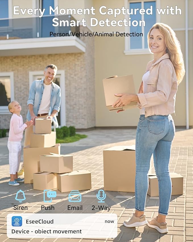 [Dual Lens WiFi6 & 10X Hybrid Zoom] Wireless Security Camera System Outdoor, Auto Tracking 2K+2K 4PCS PTZ Camera for Home Security 10CH Expandable 4K DVR CCTV Security Camera System