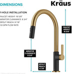 KRAUS Oletto High-Arc Single Handle Pull-Down Kitchen Sink Faucets in Brushed Brass/Matte Black, Kitchen Faucets with Pull Down Sprayer, KPF-2820BBMB
