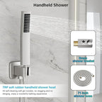 Shower Faucet Set Bathroom Square Rain Shower Head and Handle Set, Wall Mounted Shower Fixtures, Full Metal Trim Repair Kit 10 inch Brushed Nickel (With Shower Valve)