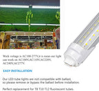 4ft T8 LED Tube Lights,36W 3600lm,White 6500K,R17d Base,45.8 inches End to End,60W F48T12 Fluorescent Bulb Replacement,Ballast Bypass,Dual-Ended Connection,Sign,Shop Lighting,Pack of 10