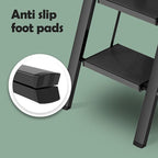 Taranta 3 Step Ladder,Aluminum Lightweight Folding 3 Step Stool with Anti-Slip Wide Pedal,330lbs Capacity Step Ladder for Household,Kitchen,Office - Black