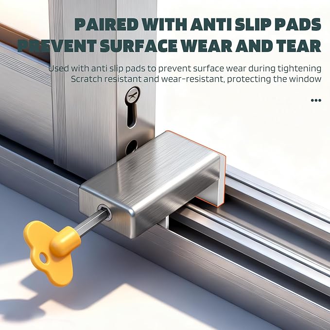 6 Sets Sliding Window Locks, 0.66'' to 1.65'' Adjustable Width Stainless Steel Window Safety Locks, Window Guards Latch Stoppers for Children Vertical and Horizontal Sliding Windows
