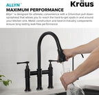 KRAUS Allyn Transitional Bridge Kitchen Faucet with Pull-Down Sprayhead in Matte Black, KPF-3121MB