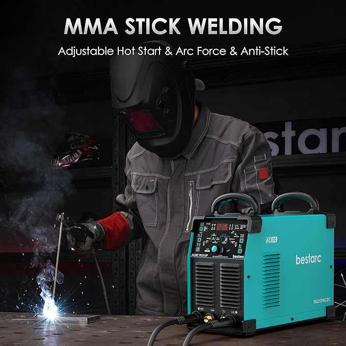 bestarc AC/DC TIG Welder, 215Amp Aluminum TIG Welder with Pulse TIG, 110V/220V Dual Voltage TIG Welding Machine with DC TIG/AC TIG/Pulse TIG/Stick Welding