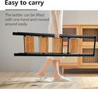 Step Ladder 4 Step Folding Stool with Anti-Slip Widened Sturdy Pedal and Handgrip, Portable Lightweight Aluminum Ladder for Home,Kitchen,300 lbs Capacity-Black+Woodgrain