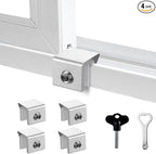 Window Locks for Up and Down Windows 4 Pack Window Stopper Sliding Window Lock for Vertical Horizontal Sliding Windows Doors with Key Aluminum Window Security Locks Child Proof(Silver Small)