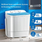 Portable Twin Tub 18lbs Washing Machine with Drying Rack, 11lbs Washer Mini Compact Laundry Machine with 7lbs Spinner, Semi-automatic Washer Combo for Dorms, Apartments