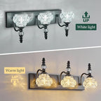 Modern Crystal Bathroom Vanity Light Black Vintage Bathroom Light Fixtures 3-Lights Glass Crystal Vanity Lights