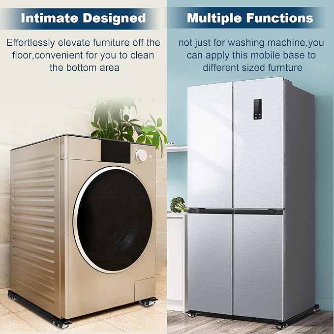 Heavy Duty Extendable Appliance Rollers Mobile Washing Machine Base,Furniture Dolly Mobile Roller,Fridge Stand Moving Cart Appliance Wheels for Washing Machines,Dryers, Refrigerators (White)