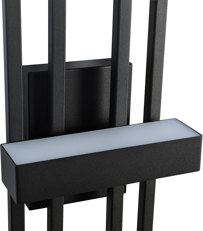 LamQee 20 Inch Modern Outdoor Wall Lights, Integrated LED 1000LM Exterior Lighting Fixture Dual Rectangle Outdoor Sconce, Black Metal Wall Mount Porch Light Outside Lamp for House Garage Door Patio