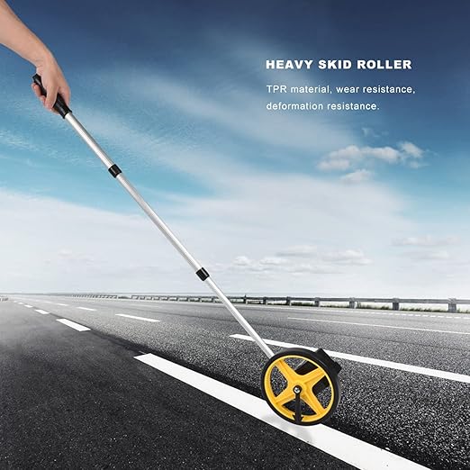 Miniature Measuring Wheel, 0 9999.9m Distance Measuring Roller with Telescopic Handle, Thick Anti Skid Wheel for Accurate Measurements of Roads, Sidewalks or Land (Small Wheel)