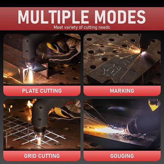 YESWELDER CUT-65DS PLUS Plasma Cutter, 65Amp 110V/220V Non-High Frequency Non-Touch Pilot Arc 4-In-1 Plate Cutting/Grid Cutting/Gouging/Marking Multifunctional Plasma Cutting Machine