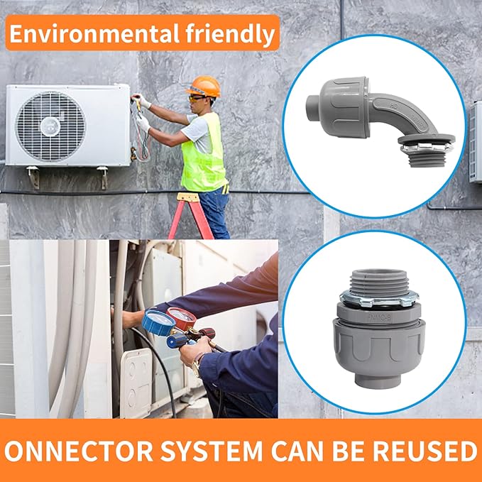 10Pack 2" Liquid Tight Connector PVC Electrical Conduit Fittings Straight 180 Degree Flexible Conduit Connector for Home Kitchen Bathroom Tube Tool Supplies,UL Listed