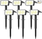 Solar Spot Lights Outdoor, [6 pack/118 LED] 4 Modes Auto On/Off Solar Landscape Spotlights, Ip67 Waterproof Solor Powered Pathway Lights for Outside Yard Garden Walkway Tree Patio (Cool White)