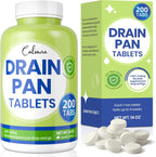 Drain Pan Tabs - 200 Tablets, AC Drain Line Cleaner, Fast-Acting Treatment for HVAC, Window Units, Mini-Splits, Dehumidifiers, Refrigerators - Lasts Up to 4 Weeks, No Residue, Water-Soluble