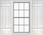 Board & Batten Vinyl Shutters (1 Pair) | 14.5"x47" (4-Board) - Dover White/Paintable | Exterior Window Shutters | Includes Mounting Hardware | Simple Installation | Made in USA