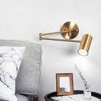 Indoor Wall Light Adjustable Swing Arm 5W LED Metal Wall Lamp 3000K Warm White Retro Vintage Industrial Wall Sconce, for Living Room Bedroom Hallway Corridor Stairs Hall, Gold