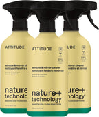 ATTITUDE Window & Mirror Cleaner Spray, Plant-Based Ingredients, EWG Verified, Streak Free, Removes Fingerprints, Dust and Dirt, Lavender & Rosemary, 26 Fl Oz (Pack of 3)