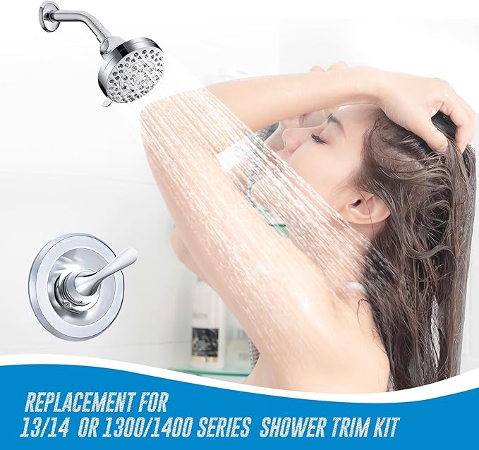 Replacement for Delta Classic 13 Series Single-Function Trim Kit, T13020 Chrome Shower Handle, Fit Delta Shower Valve R10000 Series (2 Style of Cartridge Included)