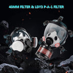 Gas Masks Survival Nuclear and Chemical, Gas Mask with 40mm Activated Carbon Filter and P-A-1 Filter, Full Face Respirator Mask for Chemicals, Gases, Welding, Vapors, Spray Paint