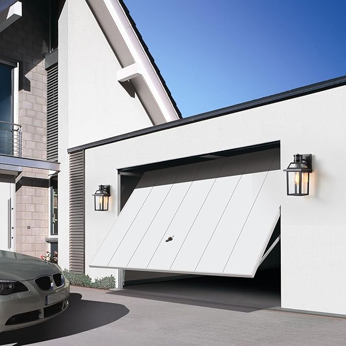 Motion Sensor Outdoor Wall Lights, Porch Light Outdoor 3 Lighting Modes, Dusk to Dawn Exterior Light Fixture, Waterproof, Outside Lights for House Front Door Patio Garage 2 Pack (Black)