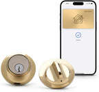 Level Lock+ Deadbolt Smart Lock - World's Smallest Smart Lock plus Apple Home Key - Level App for iOS & Android - Works with Apple Home (Polished Brass)