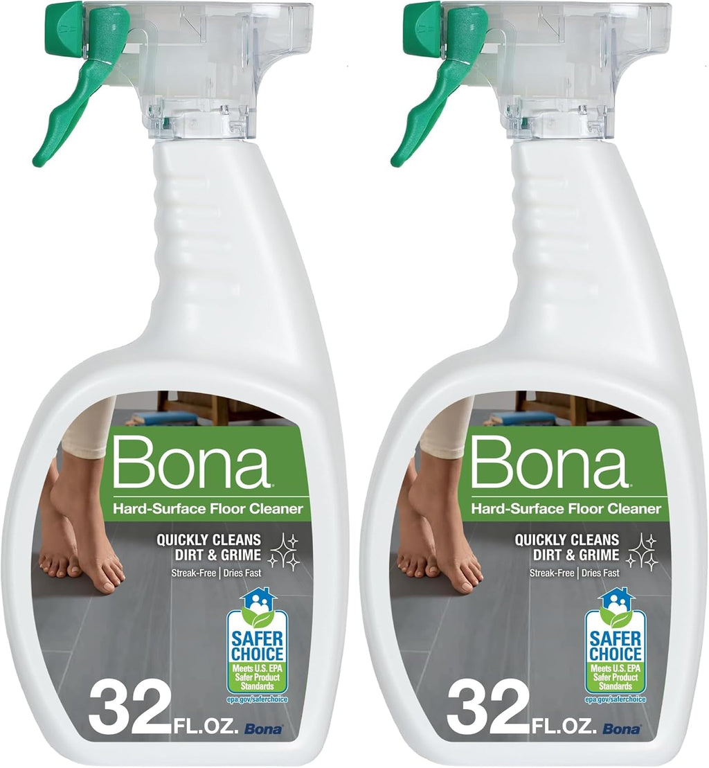 Bona Multi-Surface Floor Cleaner Spray - 32 fl oz - Unscented - Refillable - Residue-Free Floor Cleaning Solution for Stone, Tile, Laminate, and Vinyl Floors (Pack of 2)