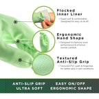 SHOWA 111 Skin-Friendly Cleaning Gloves, Dishwashing Kitchen Gloves with Cotton Flocked Liner, Reusable, Non-Slip, Made in Japan, Medium (2 Pair)