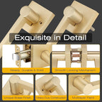 EHOMEWARE 2 Pcs Door Knobs Interior, Passage Door Handle Gold, Modern Closet Door Knobs in Satin Brass Finish, Keyless Door Levers Heavy Duty Door Handle Set, Sleek Door Hardware & Locks