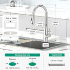 CREA 2 in 1 Kitchen Faucets with Soap Dispenser Built-in and Pull Down Sprayer,Single Handle Bar Sink Faucet 1 Hole Utility Laundry Commercial Faucet Brushed Nickel Stainless Steel