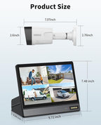 《4K Ultra HD & All-in-One Monitor》Wired Outdoor Security Camera System, POE Cameras for Home Security, NVR Video Surveillance Systems with Motion Detection