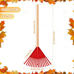 Macarrie Pack of 3 Kids Rakes with Hardwood Handle Lawn Garden Rake for Kids Gifts to Sweep Fall Leaves in Lawn and Tidying up The Garden Made of Wood and Plastic, 34.6 Inch(Red)