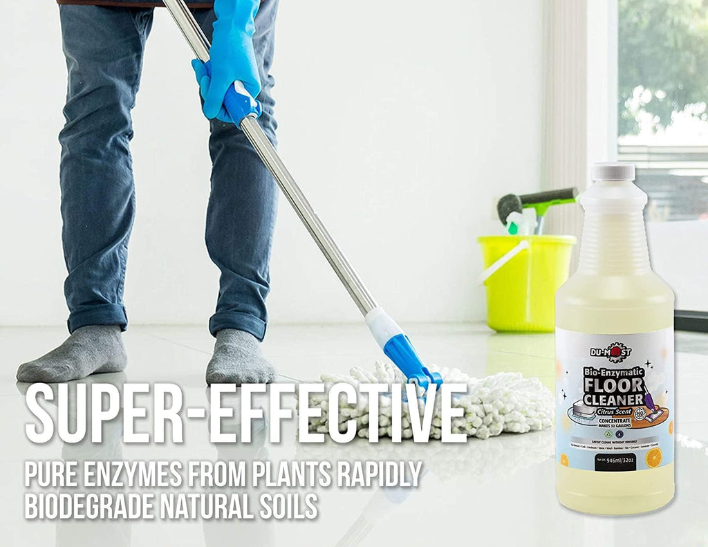 DU-MOST Enzymatic Floor Cleaner Concentrate (1 Oz Makes 1 Gal), No, Streak, No Rinsing, Kids & Pets Safe, Hard Surface Floors, Citrus Scent, 32 Fl Oz
