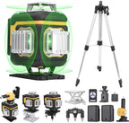 Laser Level with Tripod, 4 x 360 Self Leveling Laser Measuring Tool Green 16 Line Level Laser 360 Self Leveling for Construction, Home Renovation, Picture Hanging