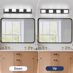 SineRise LED Modern Bathroom Vanity Light Fixtures (4-Light, 30-Inch,6000K), Matte Black Modern Acrylic Bathroom Wall Lighting Fixtures Over Mirror