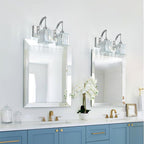 Crystal Vanity Lights 2-Light Chrome Wall Lamp Modern Crystal Bathroom Light Fixtures Over Mirror 13.77" Long Bathroom Wall Sconce